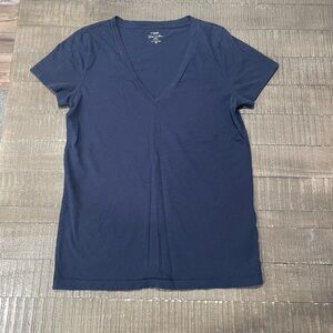 J. Crew Slub Cotton Tee. V-neck, short sleeve, navy blue, like new condition!